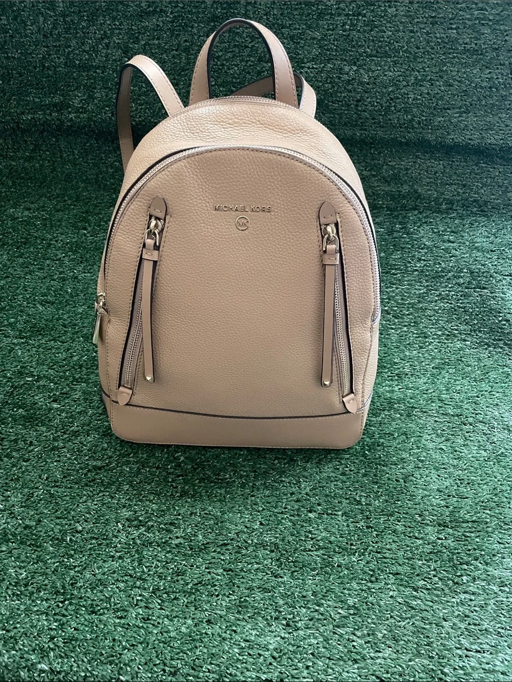 Michael Kors Brooklyn Pebbled Leather Backpack Beige Travel